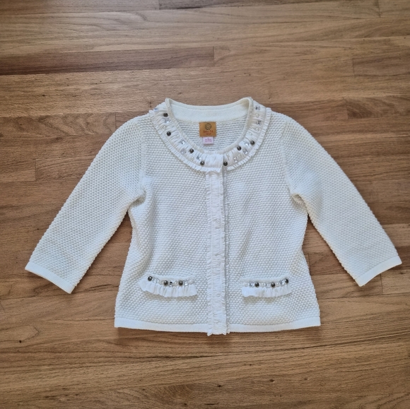 Ruby Rd. Cream Cardigan with Ruffle Details - Picture 4 of 9